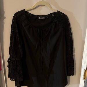 Elegant Black Lace Sleeve Blouse by Zara